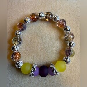 Elegant Silver and Multicolor Beaded Bracelet